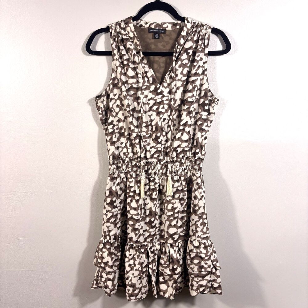 Saks Fifth Avenue Size S Womens Brown Tan Boho Sleeveless Cottagecore Dress